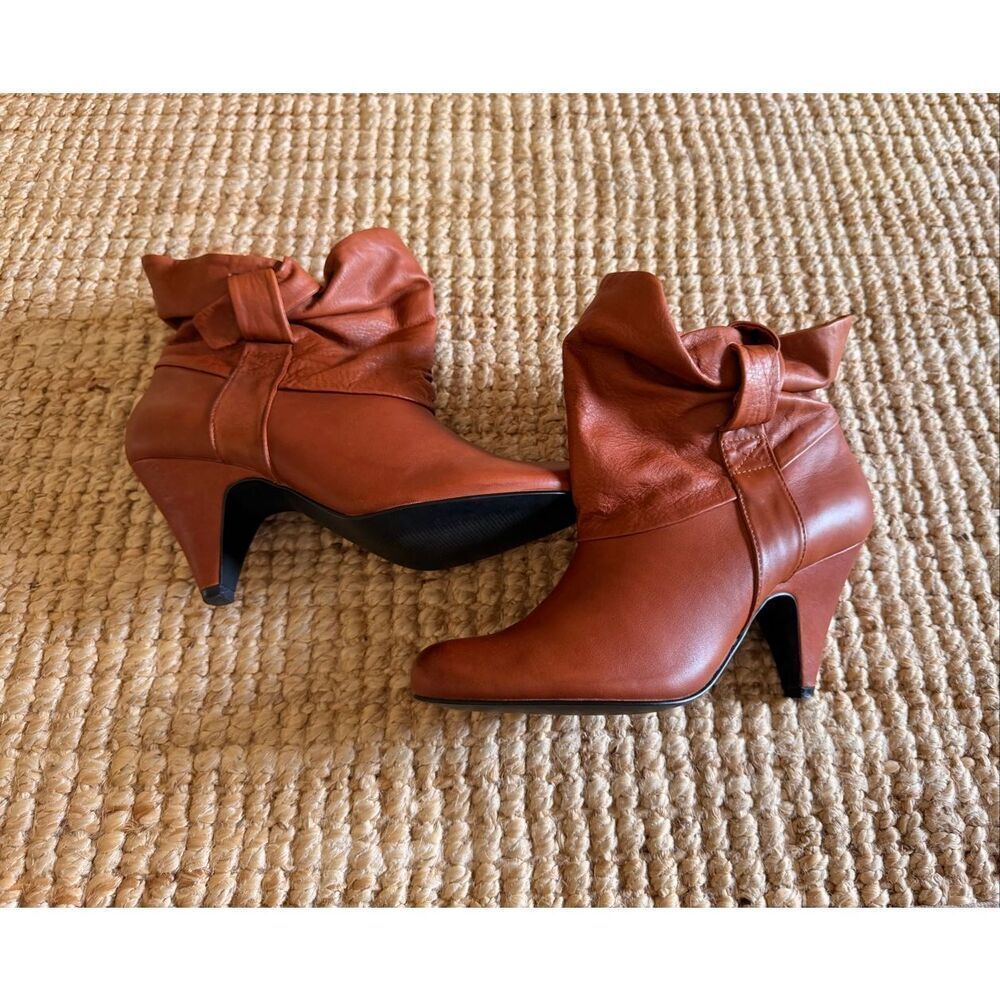 Steve Madden Brown Leather Slouch Ankle Boots Kitten Heel Size 9 M
